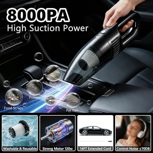 21PCS Car Detailing Kit Interior Cleaner - with Handheld Car Vacuum, Windshield Cleaning Tool, Detailing Brushes, Car Cleaning Supplies Kit for Women Men (Black) - Image 2