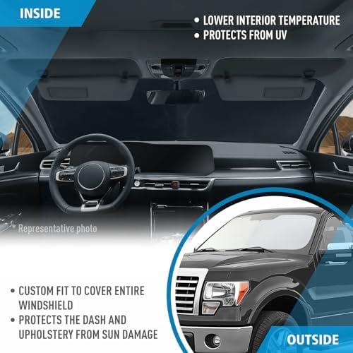 CLIM ART Windshield Sun Shade for Ford F150 2009-2014, Custom-Fit Foldable Car Sunshade, Vehicle Sun Protector, Front Auto Windshield Cover, Car Accessories - WS3036 - Image 5