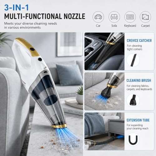 Handheld Vacuum Cordless, Rechargeable Portable Car Vacuum with LED Light - Image 2
