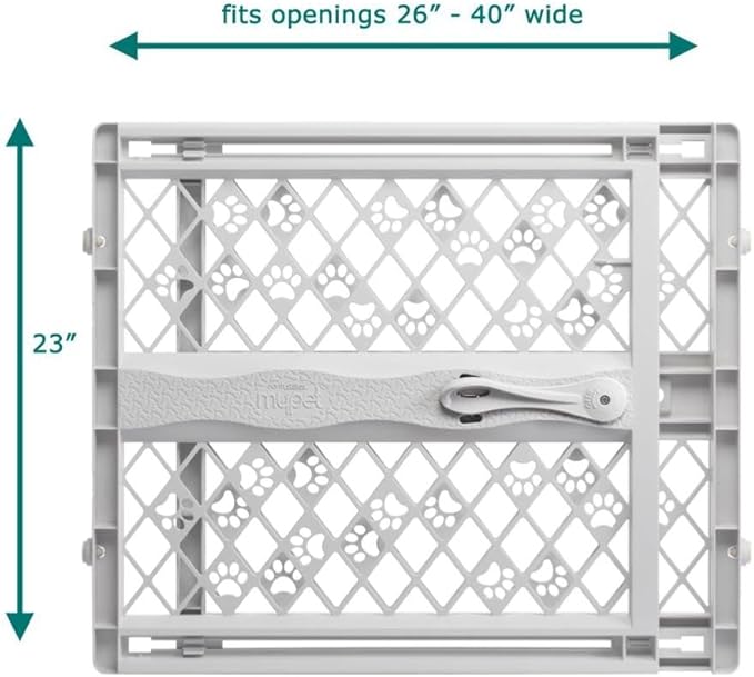 MYPET North States Paws Portable Pet Gate: 26-40" Wide. Pressure Mount. No Tools Needed. Made in USA. Dog Gate 23" Tall, Expandable, Durable Dog Gates for Doorways, Light Gray - Image 3