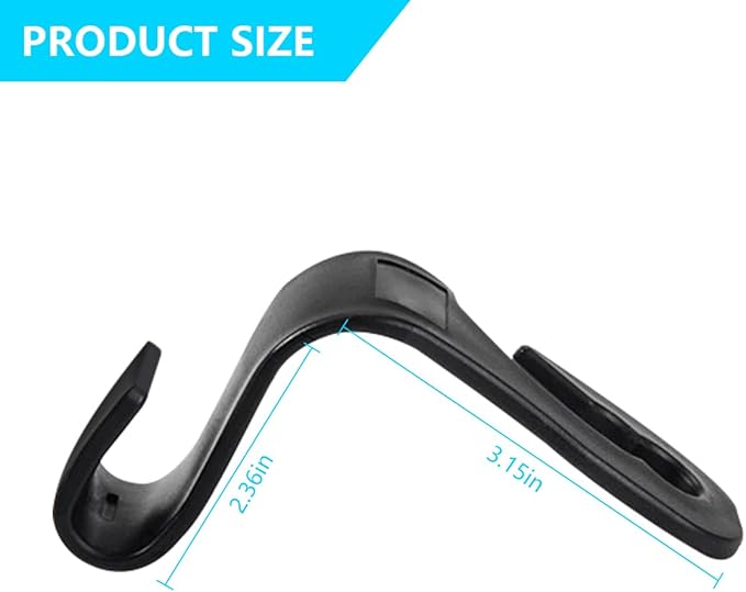 Mandark 2PCS Bow Car Headrest Hooks for Bags, Black/White Line | PVC construction, clip-on installation keeps items off the floor, fits most cars, SUVs, and trucks, car interior accessories - Image 2