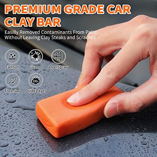 62'' Car Wash Brush with Long Handle, Complete Car Wash Kit, Scratch-Free Car Cleaning Brush Mop Kit with Clay Bar, Wash Mitt, Window Squeegee, Wheel Brush, Storage Bag for Car Truck RV - Image 4