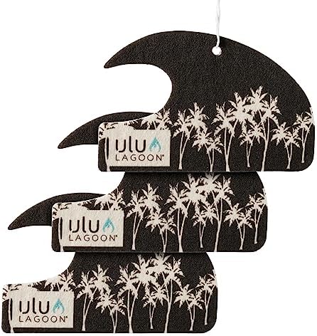 ulu Lagoon Hanging Car Air Freshener | Tropical Beach Coconut Surf Wax Scent Mini Wave | Long Lasting Car Freshener, Closet and Beyond | Made In USA | 3 Pack (White Palms) by uluLAGOON