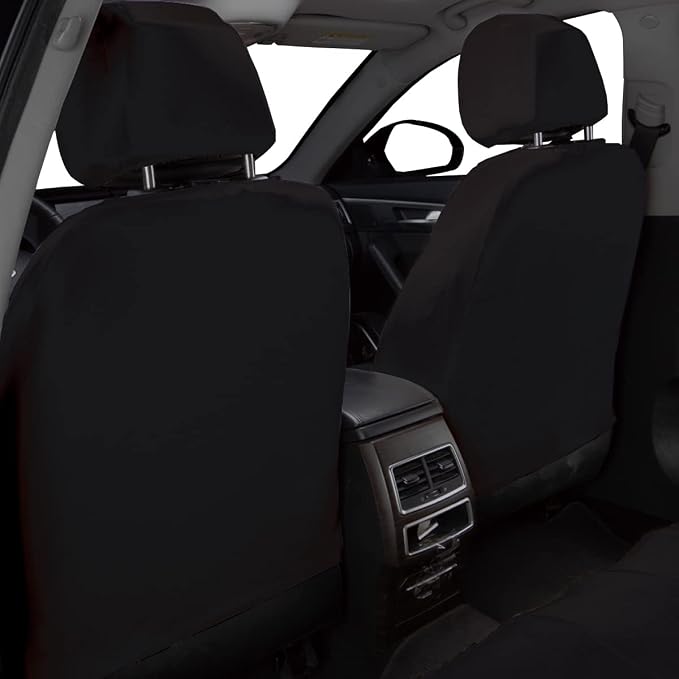 Flying Banner Car Seat Covers Front Seats Rear Bench Polyester car seat Protectors Easy installations Rear Bench Split Classic Man Lady Truck Soid Black - Image 3