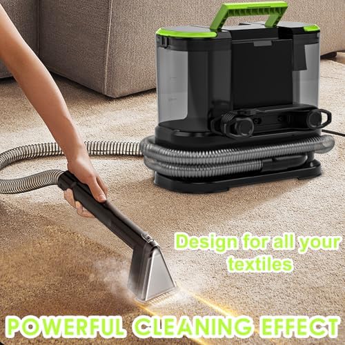 Portable Carpet & Upholstery Cleaner, Deep Cleaning for Rugs, Couch, Curtain, Car Interiors Stains, Pet & Family Friendly, 21 Kpa suction with 800W high-performance motor, 120V (Green) - Image 4