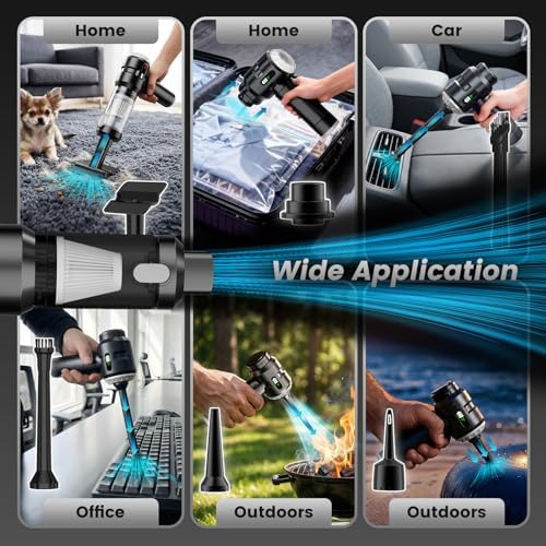 Wansimoo Handheld Car Vacuum Cleaner,25000PA Strong Cyclonic Suction Foldable Mini Vacuum Portable Cordless with Digital Display and One Touch Dust Removal for Car, Home, Office, Kitchen (Silver) - Image 5