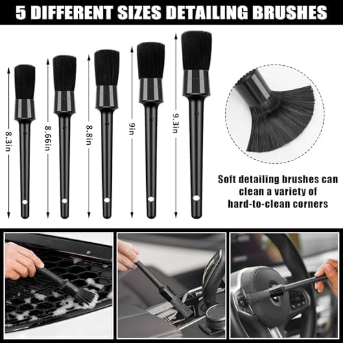 Car Cleaning Kit, Car Vacuum Interior Detailing Cleaner Kit with High Power Handheld Vacuum, Brush Set, Windshield Tool, Duster, Towels, Complete Car Care Tools for Women (Black) - Image 5