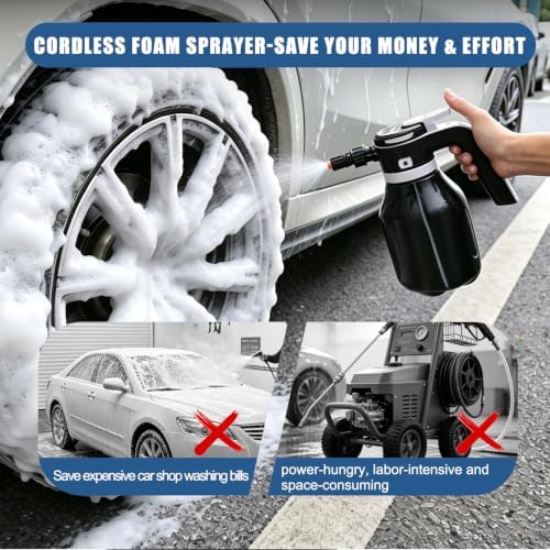 Electric Foam Sprayer 2L for Car Wash with 2 Mitts, Rechargeable - Image 3