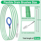 Auto Sunroof Drain Cleaning Tool, 78 Inch Flexible Tube Cleaning Brush - Image 2