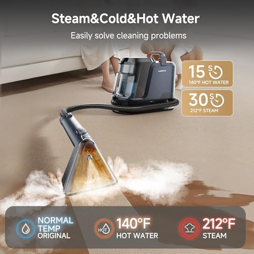 Uwant Carpet Cleaner Machine with Steam&Hot&Cold Water Models 18Kpa Powerful Suction Upholstery Cleaner Machine with Pet Pro Cleaner for Pets, Carpet Steam Cleaner Set of 1 - Image 2