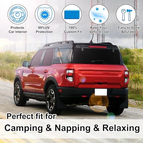 TINGLU Window Shades for Ford Bronco Sport 2021-2025 2026 Accessorie Car Side Full Windows Rear Triangular Windshield Sun Shade Sun UV Rays & Privacy Protection for Camping,Napping,and Relaxing 8PCS - Image 6