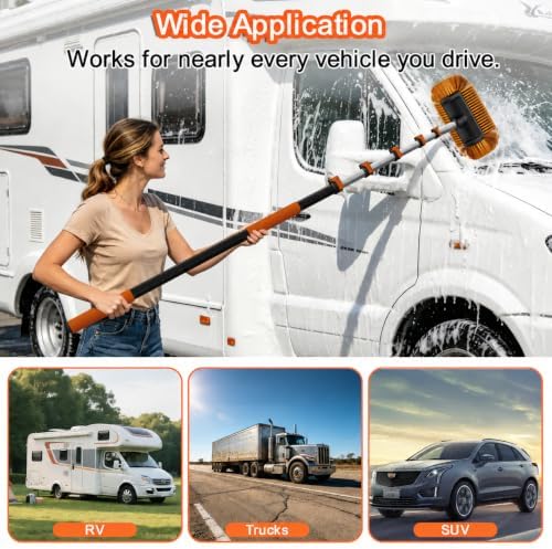 18FT Reach 6-in-1 Car Wash Brush Kit with Telescopic Pole for RV - Image 6
