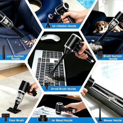 Handheld Cordless Vacuum Cleaner,8000PA Suction 4 Modes Portable Car Vacuum,4000mAh Rechargeable Battery,3 Filters,7-in-1 Kit for Home Office Car Pet, Black - Image 4