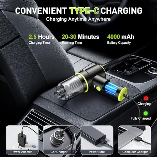 KMM Handheld Car Vacuum Cleaner, 9000PA Vacuum & Air Duster - Image 6