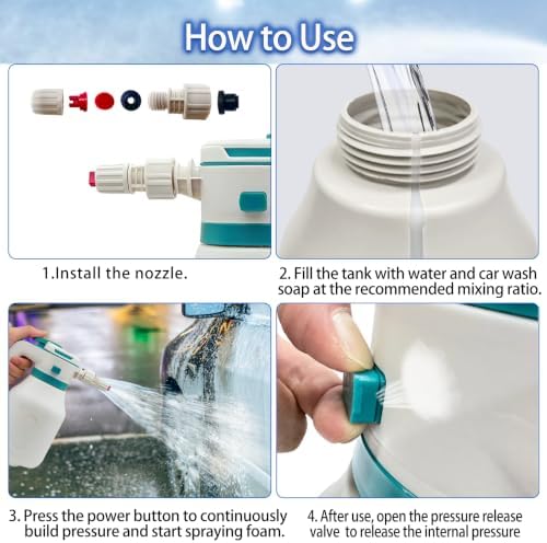 Electric Foam Sprayer for Car Wash, 2L Rechargeable Battery-Powered Foam Cannon with 3500mAh Large Capacity Battery & Battery Level Display, Type-C Charging with English Manual - Image 5