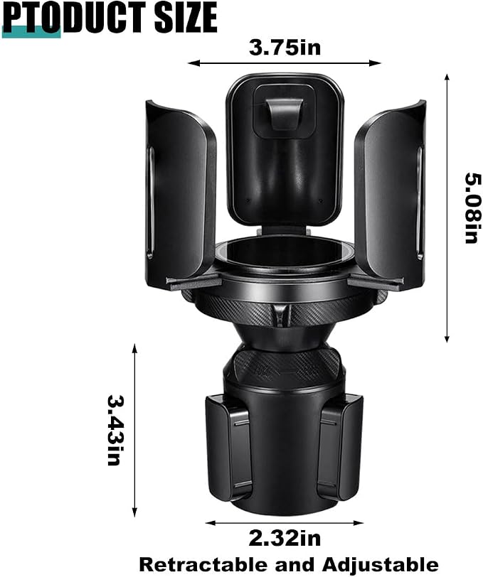 Car Cup Holder Expander, All Purpose Cup Holder Adapter with Adjustable Base, Auto Cup Organizer Expander Holder Compatible with 3.04" to 5.25" Bottles, Mugs, Drinks, Foods (2 PCS) - Image 2