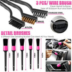17pcs Car Cleaning Kit, Pink Car Interior Detailing Kit with High Power Handheld Vacuum, Detailing Brush Set, Windshield Cleaner, Cleaning Gel, Complete Auto Accessories for Women Gift - Image 6