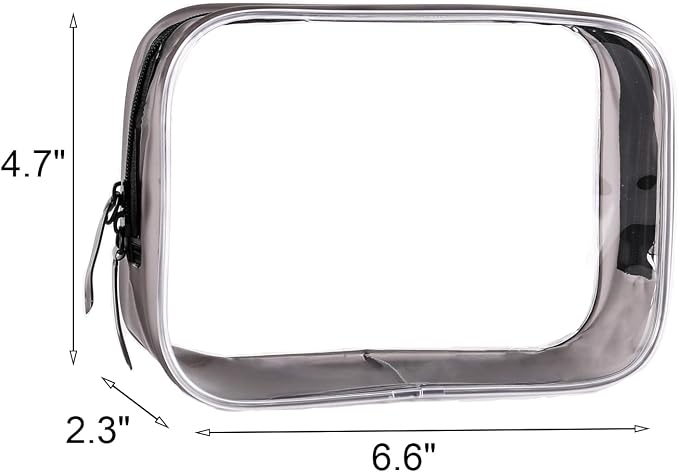 Buminee Clear Pouch Small, 6.6"x2.3"x4.7" TSA Approved Toiletry Bag, Travel Bags for Toiletries, Cosmetic Bag for Women and Men - 1 Pack Black - Image 2