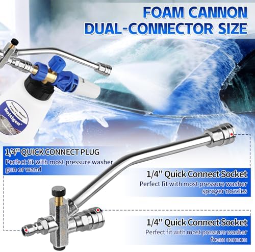 Boltigen Pressure Washer Foam Cannon with Dual Connector, 1L Thick Snow Foam Blaster, Adjustable Foam Sprayer with 1/4" Quick Connect & M22-14 Adapter for Cars, Trucks, SUVs, Motorcycles - Image 5