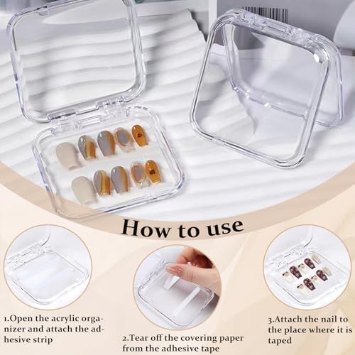 Press on nail storage 14 PCS Acrylic Nail Storage Box - Portable Versatile Organizer for Press - On Nails, Jewelry and More with 60 Pcs Adhesive Double Sided Tape - Image 4