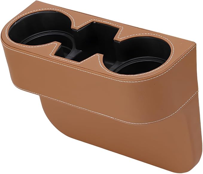 YoRise Car Cup Holder, PU Leather Automotive Cup Drink Holder, Car Seat Gap Filler Storage Box, Multifunctional Front Seat Organizer, Cell Mobile Phone Holder, Coin Bucket (Brown) by Unknown