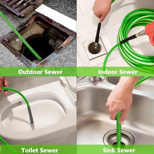 Sewer Jetter Kit 100 FT for Pressure Washer, 5800 PSI Drain Cleaner Hose - Image 5