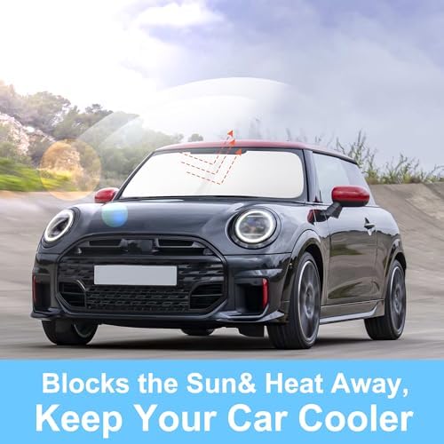 TINGLU Sun Shade for Mini Countryman Cooper F66 SUV 2017-2025 2026 Accessories Windshield Sun Shade Window Shade UV Rays Protection Sun Visor Cover with Steering Wheel Sunshade Storage Bag - Image 6