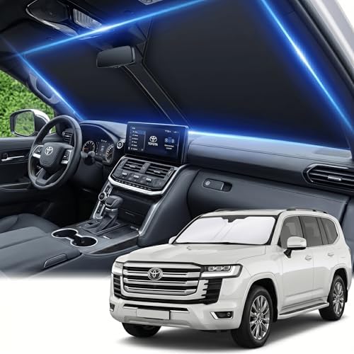 for Toyota Land Cruiser Windshield Sun Shade 2024 2025 2026 Sunshade Front Window Shade Custom Fit Land Cruiser Accessories Sun Visor Foldable Shade Blocks UV Rays Accessories by AuyNeas