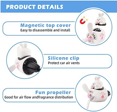 Car Air Freshener Cute Cartoon Rabbit Pilot Car Diffuser Rotating Propeller Automotive Air Outlet Fan Creative Car Perfume Decoration Cool Car Accessories - Image 3
