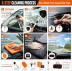 XINDELL Interior Windshield Cleaner Tool, Extendable Car Window Cleaning Kit with 360° Rotating Head - Image 5