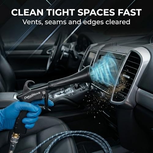 Tornado Air Gun - Durable Air Blaster for Car Detailing with Brush Nozzle, Storage Bag, 3 Compressor Adaptors & Microfiber Towel - Requires Compressor, Easy to Set Up - Image 2