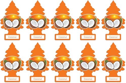 Little Trees Hanging Car and Home Air Freshener, Coconut Scent, 10 Pack by LITTLETREES