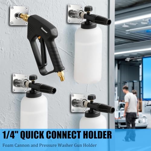 Fasmov 4 Pack Foam Cannon Holder, Pressure Washer Holder, 1/4" Quick Connect Automatic Foam Cannon Mount, Stainless Steel Pressure Washer Nozzle Tip Holder, Pressure Washer Accessories Storage Rack - Image 7