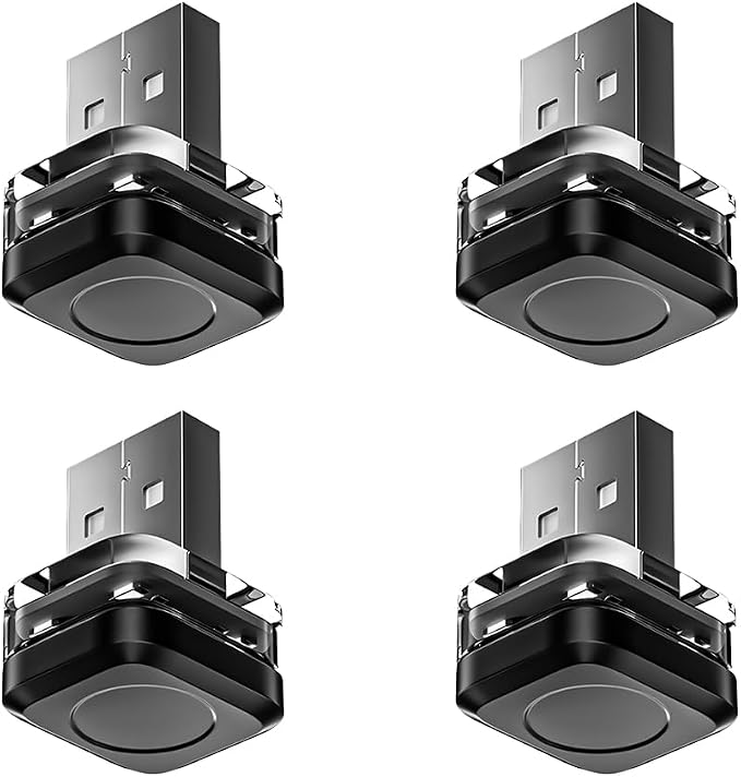 4PCS Car Interior USB LED Light, Portable Plug-in Bright Vehicle Atmosphere Decor Lamp, Small Automotive Inside Decoration Ambient Night Light Kit, Universal for SUV Van Truck (Red) - Image 7