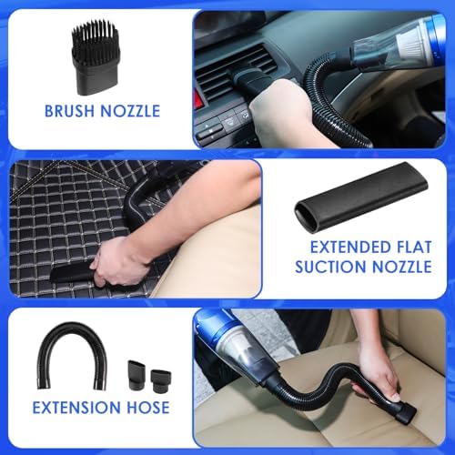 18PCS Car Cleaning Kit, Car Interior Detailing Kit with Blue High Power Handheld Vacuum, Detailing Brush Set, Windshield Cleaner, Cleaning Gel, Complete Auto Accessories for Men, Women - Image 7