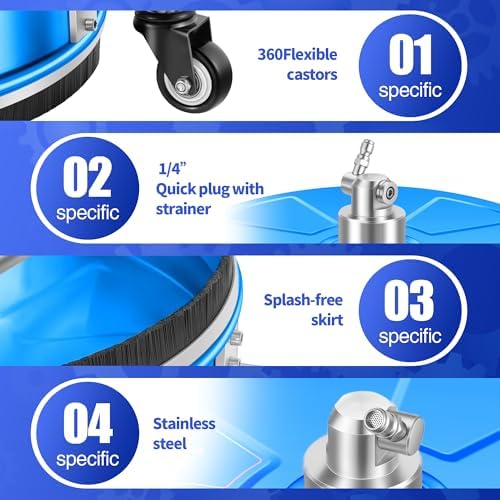 LidoDola 16'' Pressure Washer Surface Cleaner Blue, Power Washer Accessory - Image 3