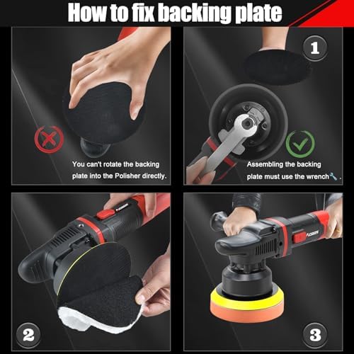 AOBEN Car Buffer Polisher,6 inch Dual Action Polisher,Random Buffer Polisher kit with 6 Variable Speed 1000-4500rpm,Detachable Handle,4 Buffing Pads for Car Detailing Polishing and Waxing - Image 3