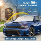 Windshield Sun Shade for Dodge Charger 2011-2023 Sunshade Front Window Shade Custom Fit Charger Accessories Sun Visor Foldable Shade Blocks UV Rays Accessories - Image 2