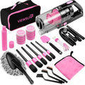 17pcs Car Cleaning Kit, Pink Car Interior Detailing Kit with High Power Handheld Vacuum, Detailing Brush Set, Windshield Cleaner, Cleaning Gel, Complete Auto Accessories for Women Gift by Viewsun