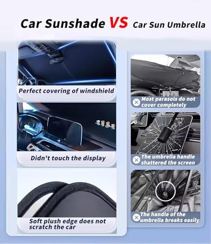 Custom-Fit for BMW Windshield Sun Shade, Car Sunshade Cover UV Block Car Front Window with Foldable Sun Shade Cover Cool Protection Visor, Designed for BM-W Accessories (for BMW X3) - Image 5
