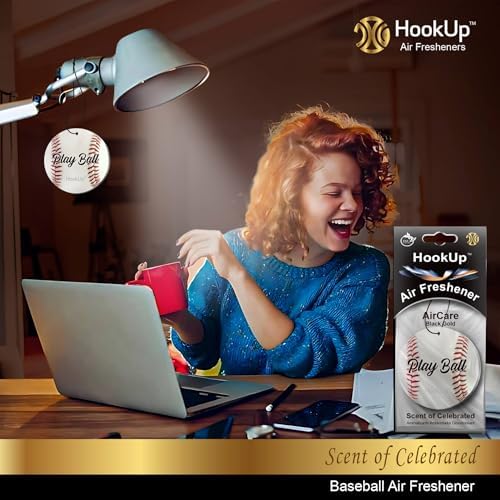 Baseball Car Air Freshener by HookUp - 2 Pack - Black Gold Scent (Extra Strong) | Unique Baseball Gift for Players, Coach, Fans | Hanging Car Accessory with Long Lasting Fresheners Smell - Image 5