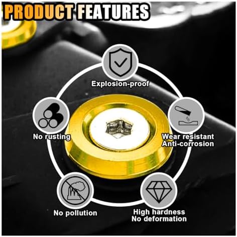 smilfuy 20PCS Aluminum Bumper Fender Washer Stainless Steel Bolts, Yellow - Image 4