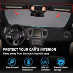Front Windshield Sun Shade Fit for Dodge Charger Challenger Durango Journey Universal Fit to All Dodge Cars Foldable Sun Visor Protector Custom Fit Dodge Window Sunhade (Black Gray) - Image 4