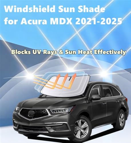 Windshield Sun Shade for Acura MDX 2021-2025 Foldable Car Front Window Sunshade Double Layer 240 T Sun Visor Protector Reflective Cover Block UV Rays & Sun Heat Keep Your Car Cooler - Image 2