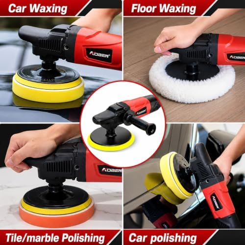 AOBEN Rotary Buffer Polisher,1200W 6-inch/ 7-inch Car Buffer,Car Polisher Waxer Kit with 6 Variable Speed 1000-3500RPM & 4 Polishing Pads,Detachable Handle for Boat,Car Polishing and Waxing - Image 6