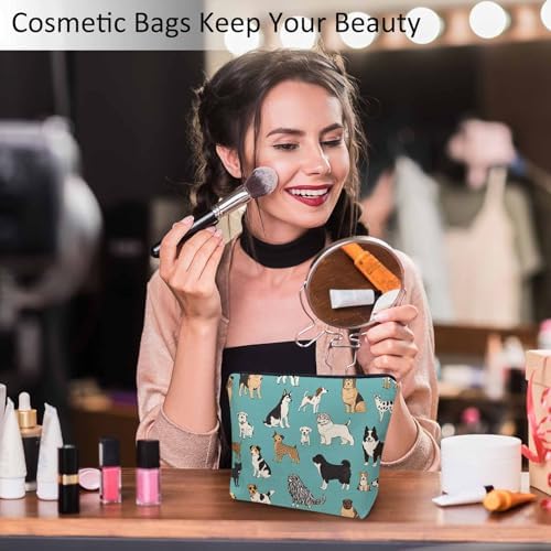 Dogs Cosmetic Bags For Women, Pet Puppy Dachshund Pug Dogs Cute Roomy Makeup Bag Toiletry Bag Accessories Organizer Storage Bags Makeup Pouch For Travel Business Gym Camping Bathroom - Image 2