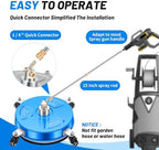 LidoDola 14'' Pressure Washer Surface Cleaner Blue, Power Washer Accessory - Image 5