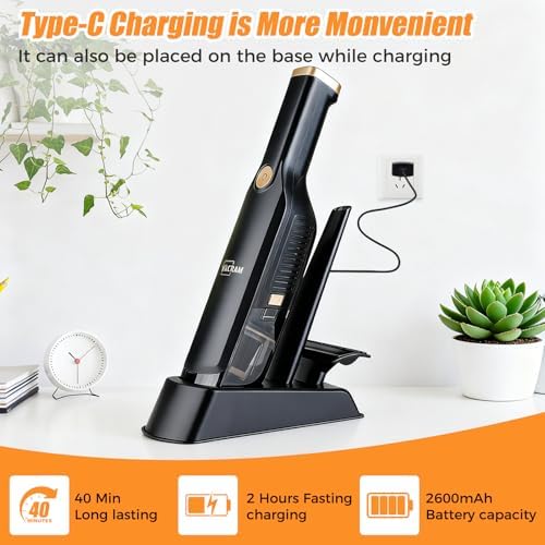 Handheld Vacuum Cordless,15KPA Vacuum with Storage Dock,Black - Image 3