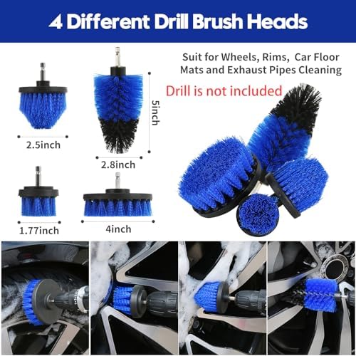 Qydipclin 29Pcs Car Detailing Kit, Car Detailing Brush Set, Car Wash Cleaning Kit, Car Detailing Brushes, Professional Car Care Kit for Interior Exterior Wheels, Blue - Image 2