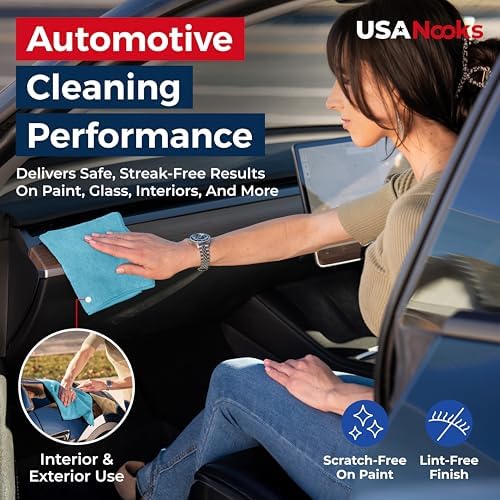 USANOOKS Microfiber Cleaning Cloth - Turq - 24Pcs (12.5x12.5 inch) High Performance - 1200 Washes, Ultra Absorbent Car Towel Traps Grime & Liquid for Streak-Free Mirror Shine - car Washing Cloth - Image 5